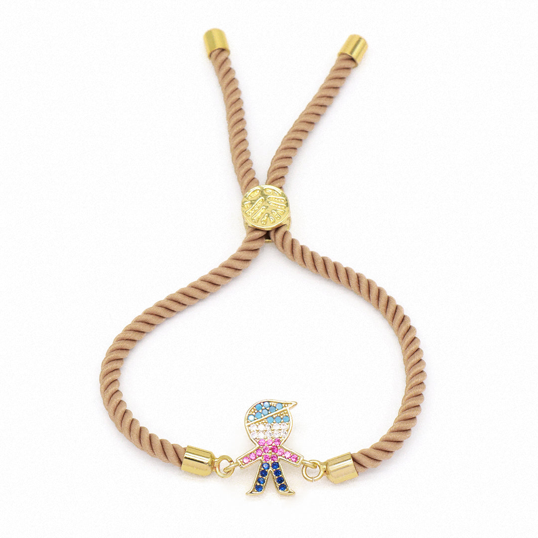 Wholesale Custom Factory Ajustable Rope Little Boys Girls Family Charm Jewelry CZ Gold Plated villain bracelet for Women Gift