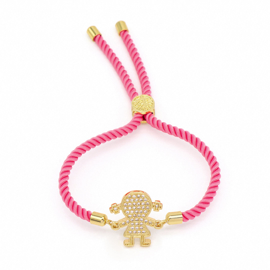 Wholesale Custom Factory Ajustable Rope Little Boys Girls Family Charm Jewelry CZ Gold Plated villain bracelet for Women Gift