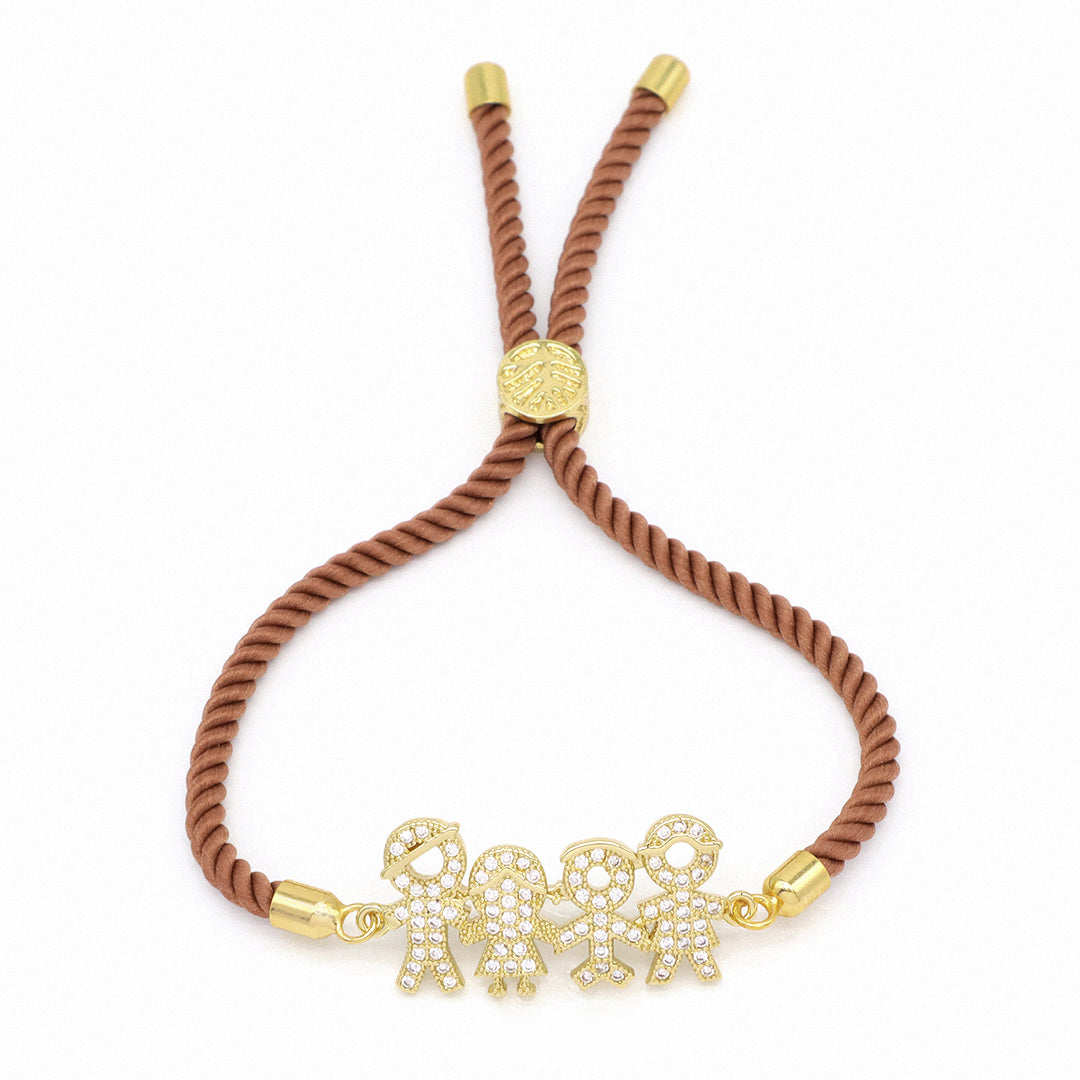 Wholesale Custom Factory Ajustable Rope Little Boys Girls Family Charm Jewelry CZ Gold Plated villain bracelet for Women Gift