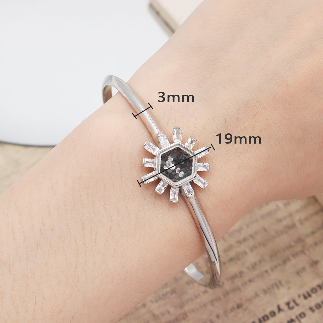 New Arrival Fashion Manufacture Wholesale China Factory Custom Open Ajustable Round Glass Mirror CZ Charm 925 Sterling Silver Bangle Bracelet For Women Gift
