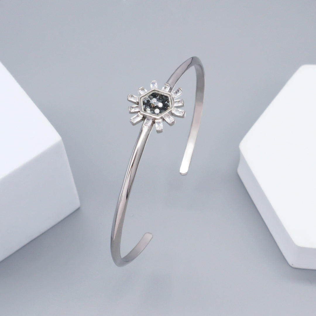 New Arrival Fashion Manufacture Wholesale China Factory Custom Open Ajustable Round Glass Mirror CZ Charm 925 Sterling Silver Bangle Bracelet For Women Gift