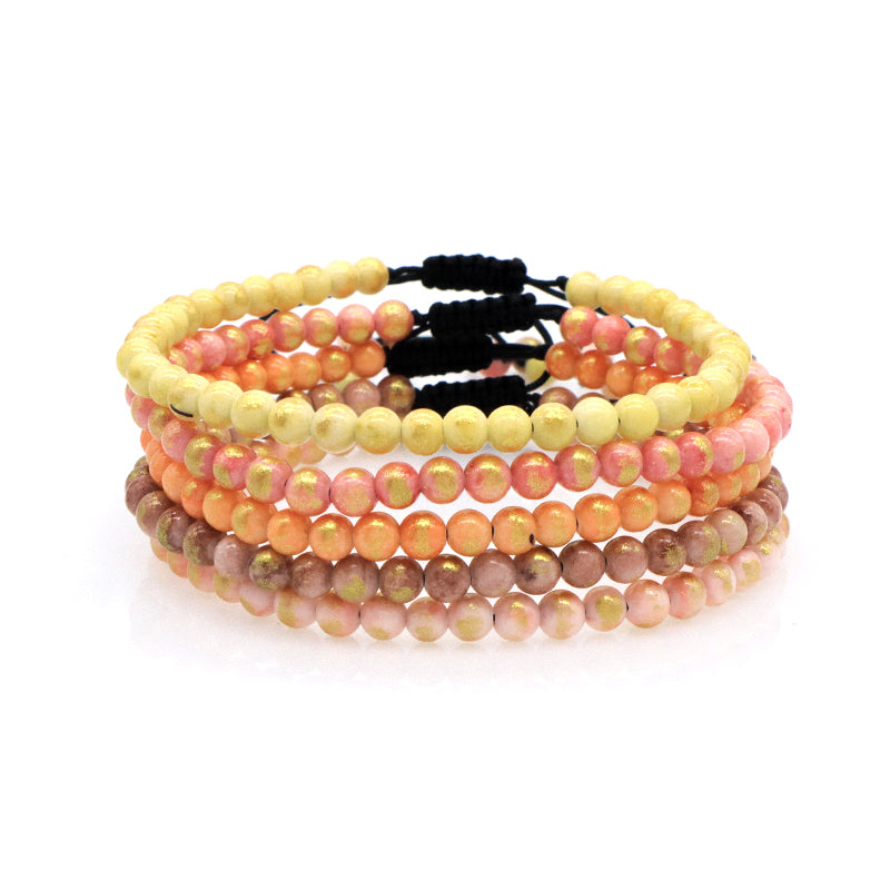 Wholesale New Fashion Custom Handmade Woven Natural Small Cute 4mm Colorful Jade Beads Macrame Adjustable Bracelet For Women