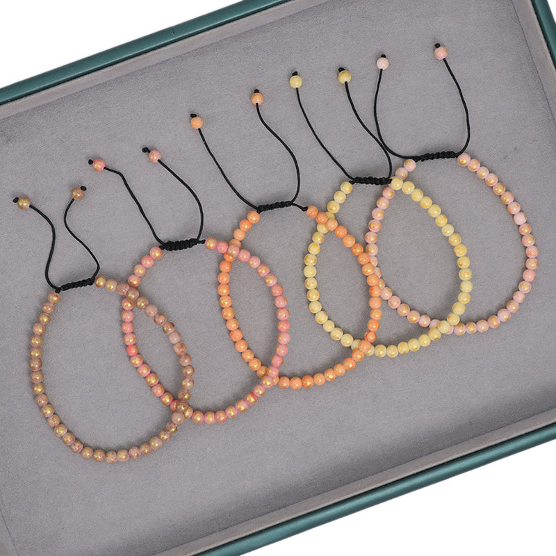 Wholesale New Fashion Custom Handmade Woven Natural Small Cute 4mm Colorful Jade Beads Macrame Adjustable Bracelet For Women