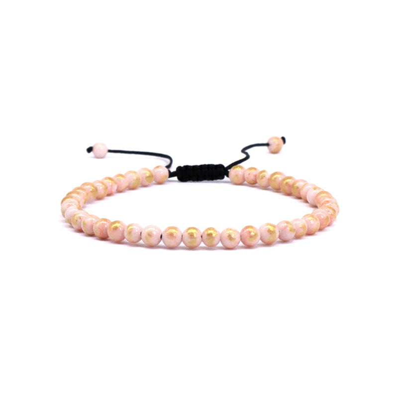 Wholesale New Fashion Custom Handmade Woven Natural Small Cute 4mm Colorful Jade Beads Macrame Adjustable Bracelet For Women