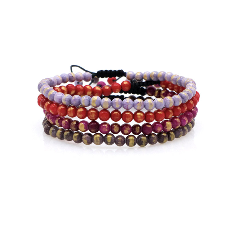 Adjustable Handmade OEM Factory Manufacture Custom 4mm Natural Colorful Jade Beads Woven Friendship Macrame Women Men Bracelet