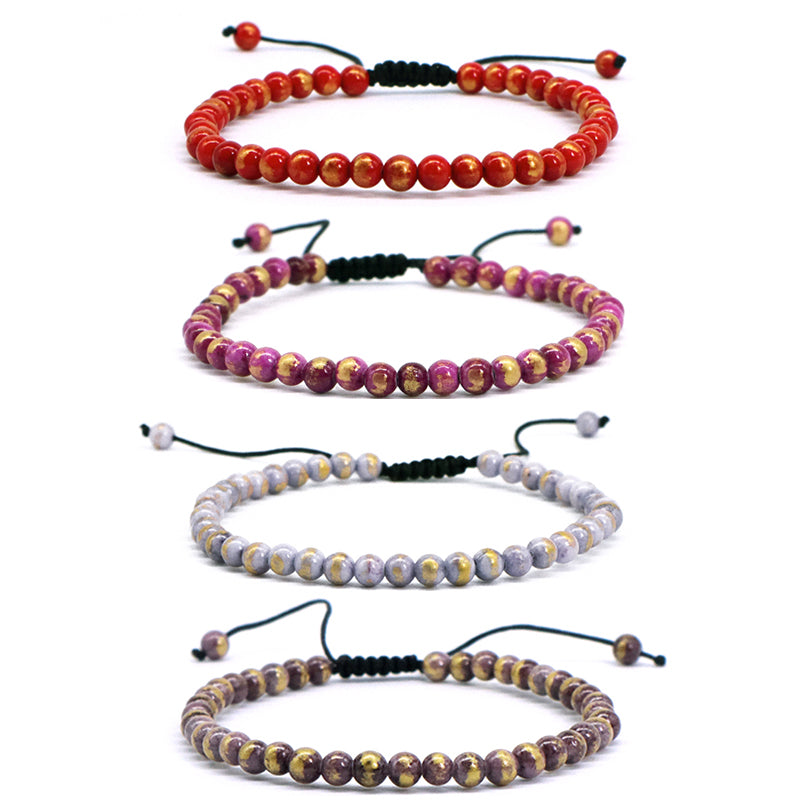 Adjustable Handmade OEM Factory Manufacture Custom 4mm Natural Colorful Jade Beads Woven Friendship Macrame Women Men Bracelet