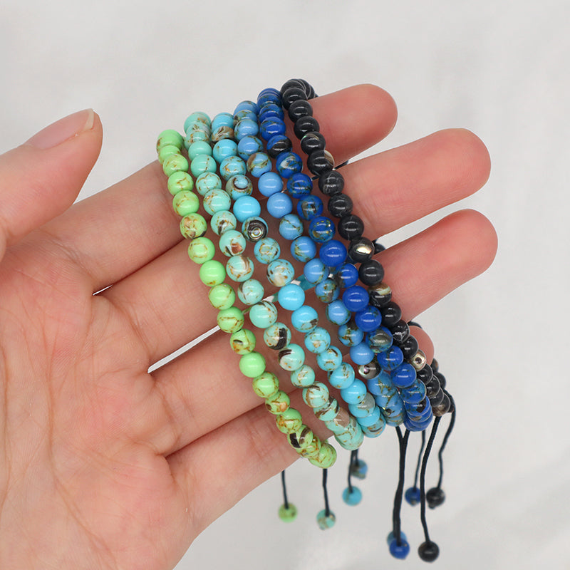 Custom Fashion Jewelry Adjustable Women Men Handmade Cord Braided 4mm Natural Colorful Jade Beads Macrame Friendship Bracelet