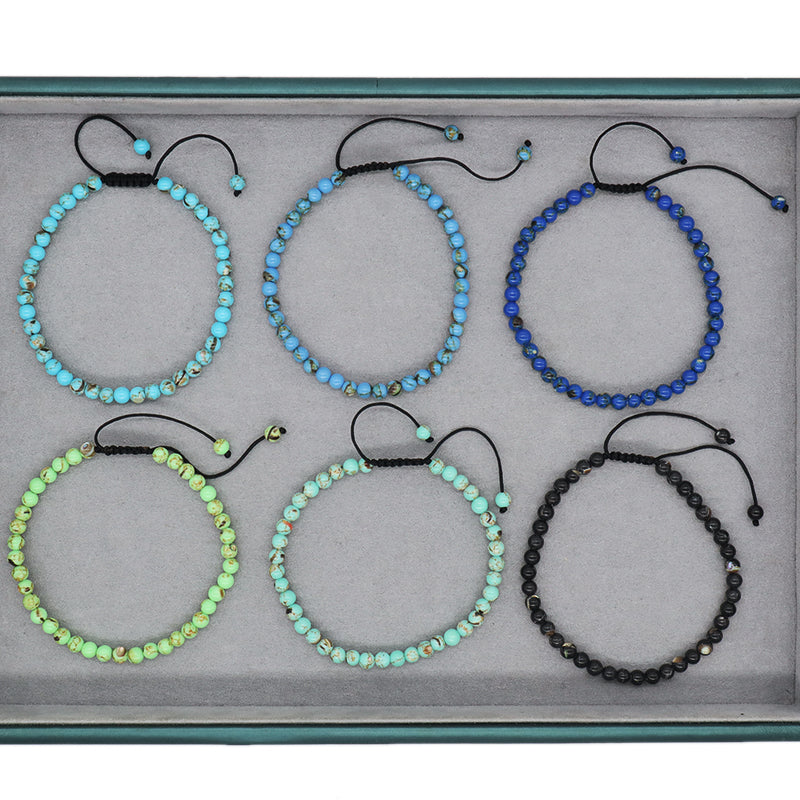 Custom Fashion Jewelry Adjustable Women Men Handmade Cord Braided 4mm Natural Colorful Jade Beads Macrame Friendship Bracelet