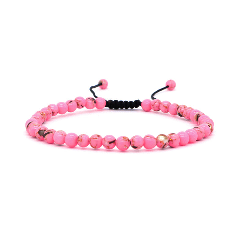 New Arrival Customized Fashion Handmade Adjustable Cord Braided Macrame 4mm Natural Colorful Jade Beads Bracelet For Women Men