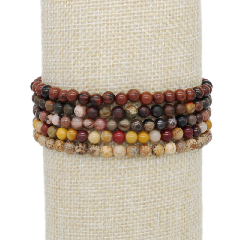 Various Simple Design Handmade Custom 4mm Natural Gemstone Stone Pictorial Stone Woven Friendship Macrame Bracelet Men Women