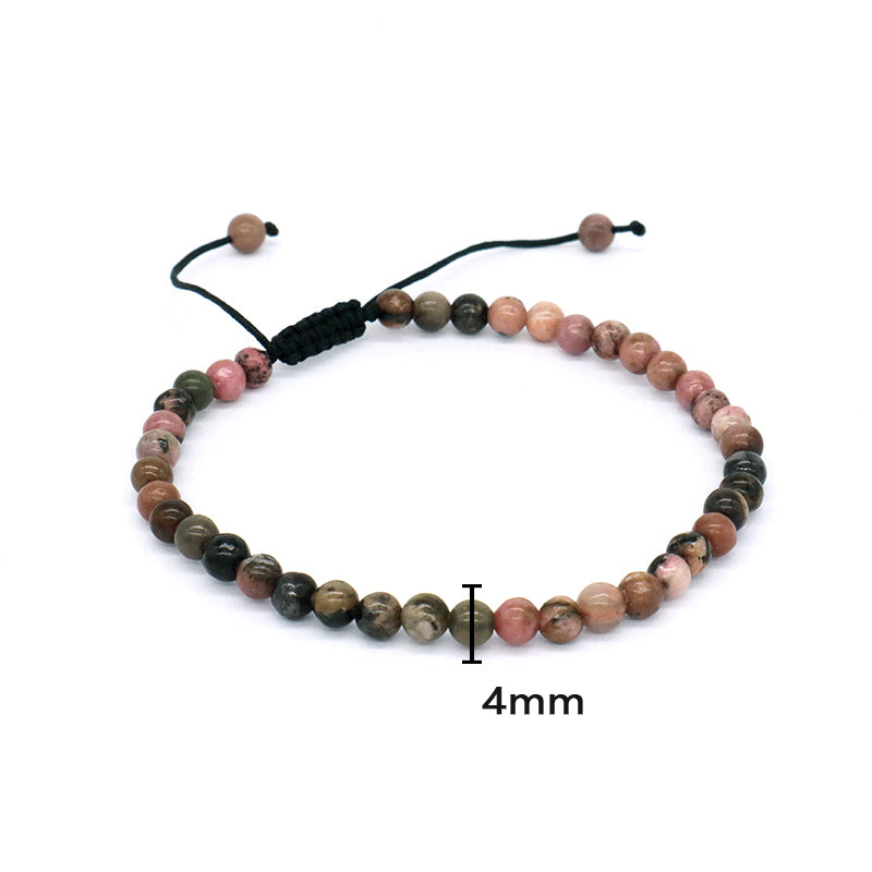 Various Simple Design Handmade Custom 4mm Natural Gemstone Stone Pictorial Stone Woven Friendship Macrame Bracelet Men Women