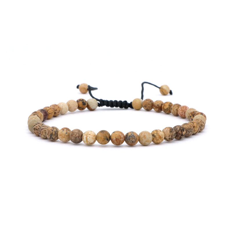 Various Simple Design Handmade Custom 4mm Natural Gemstone Stone Pictorial Stone Woven Friendship Macrame Bracelet Men Women