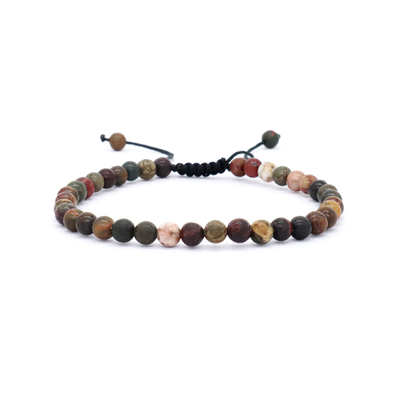 Various Simple Design Handmade Custom 4mm Natural Gemstone Stone Pictorial Stone Woven Friendship Macrame Bracelet Men Women