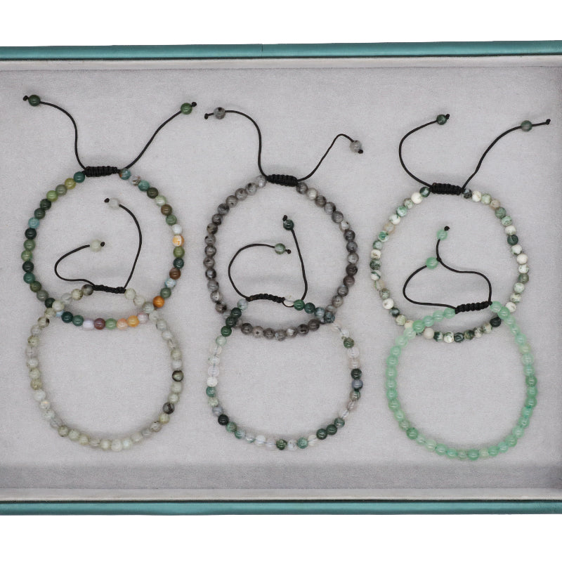 New Design Wholesale Gemstone Jewelry Indian Agate Moss Agate Beads Natural Stone Handmade Custom Macrame Bracelet For Women