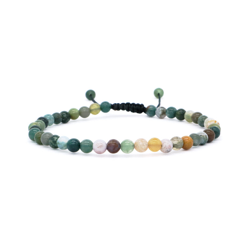 New Design Wholesale Gemstone Jewelry Indian Agate Moss Agate Beads Natural Stone Handmade Custom Macrame Bracelet For Women