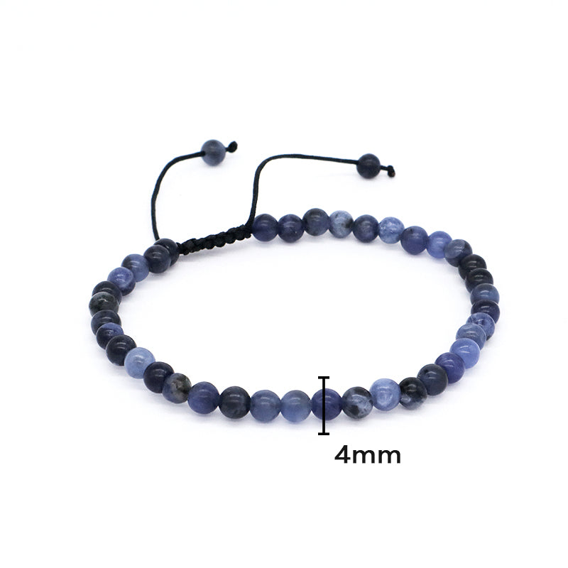 Natural Stone Customized Handmade Red Agate Blue-vein Stone Beads Braided Friendship Macrame Adjustable Bracelet Women Jewelry