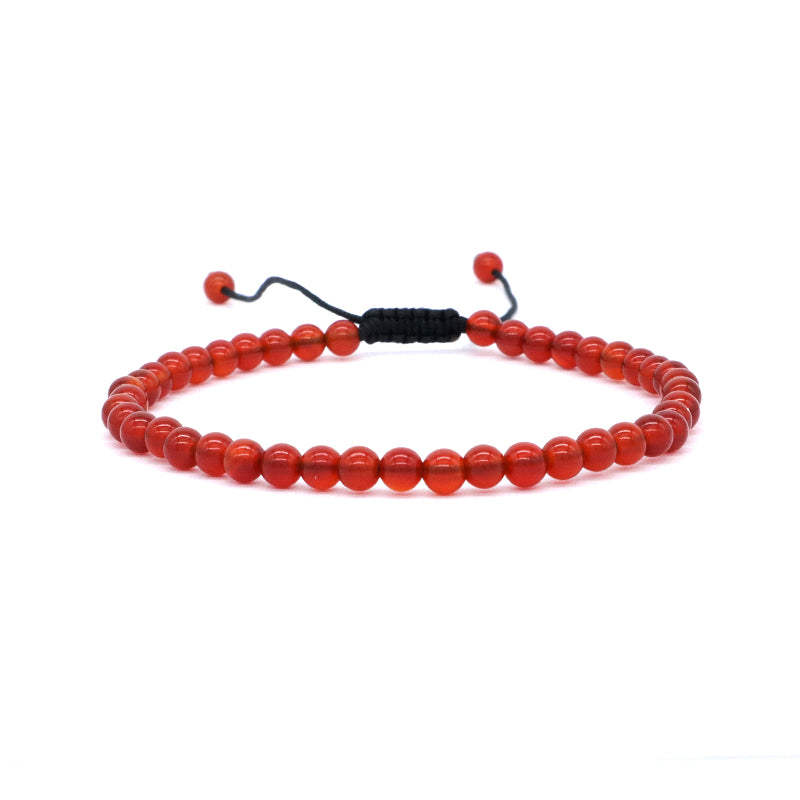 Natural Stone Customized Handmade Red Agate Blue-vein Stone Beads Braided Friendship Macrame Adjustable Bracelet Women Jewelry