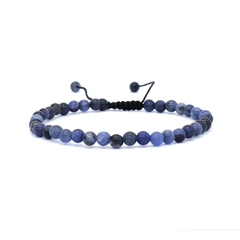 Natural Stone Customized Handmade Red Agate Blue-vein Stone Beads Braided Friendship Macrame Adjustable Bracelet Women Jewelry