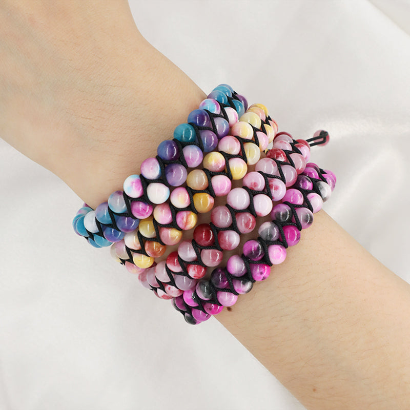 High Quality Double Layer Natural Stone 6mm Colorful Jade Beads Stainless Steel Logo Custom Woven Macrame Bracelet For Men Women