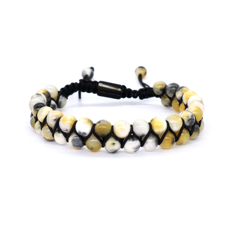 New Color Women Men 6mm Colorful Jade Beads Natural Stone Gemstone Stainless Steel Custom Logo Woven Macrame Adjustable Bracelet