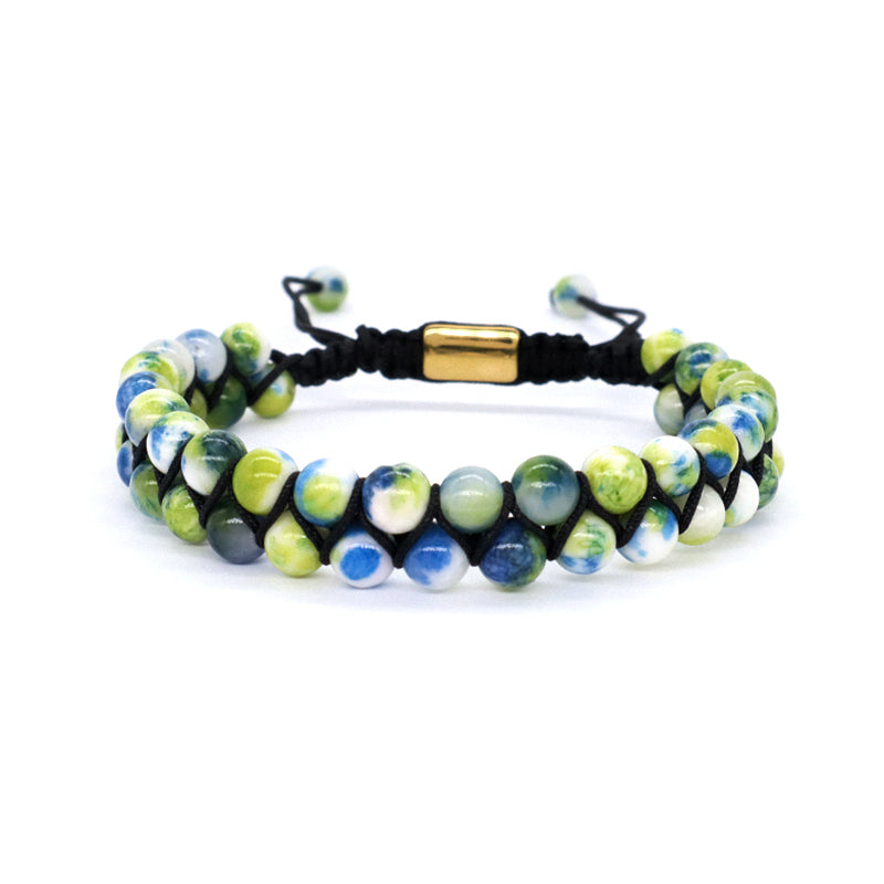 New Color Women Men 6mm Colorful Jade Beads Natural Stone Gemstone Stainless Steel Custom Logo Woven Macrame Adjustable Bracelet