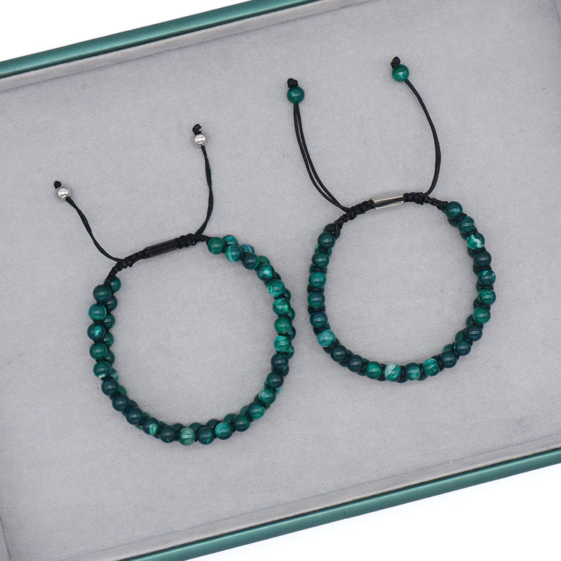 Handmade New Custom Stainless Steel Logo Natural Stone Woven Braided 6mm Colorful Jade Beads Macrame Bracelet Jewelry Women Men