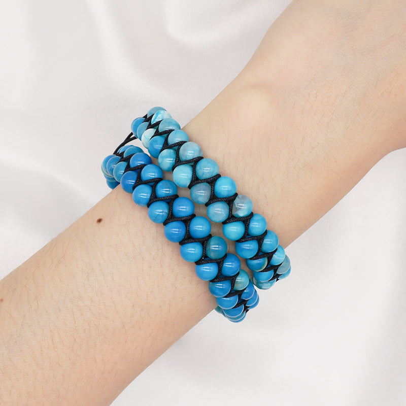 Handmade Braided Jewelry Custom Stainless Steel Logo Woven Natural Stone 6mm Colorful Jade Beads Friendship Men Macrame Bracelet