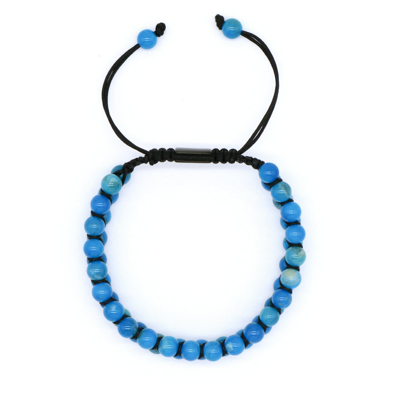 Handmade Braided Jewelry Custom Stainless Steel Logo Woven Natural Stone 6mm Colorful Jade Beads Friendship Men Macrame Bracelet
