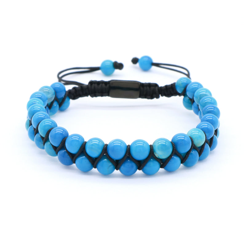 Handmade Braided Jewelry Custom Stainless Steel Logo Woven Natural Stone 6mm Colorful Jade Beads Friendship Men Macrame Bracelet