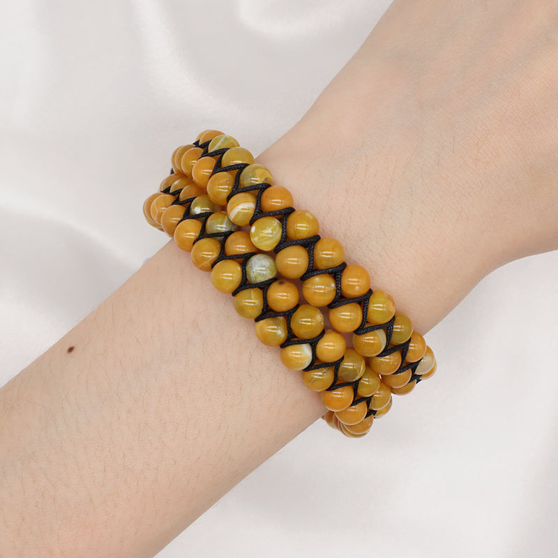 Wholesale Natural Stone Handmade Braided Custom Stainless Steel Logo Woven 6mm Colorful Jade Bead Macrame Bracelet For Women Men