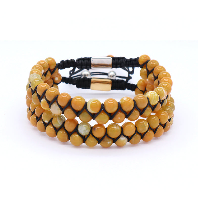 Wholesale Natural Stone Handmade Braided Custom Stainless Steel Logo Woven 6mm Colorful Jade Bead Macrame Bracelet For Women Men