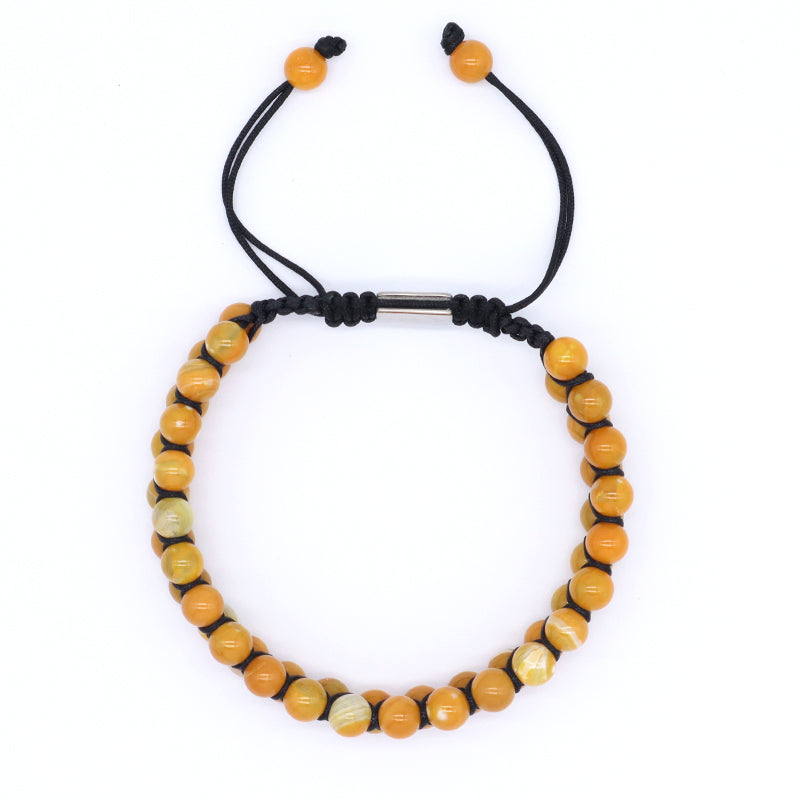 Wholesale Natural Stone Handmade Braided Custom Stainless Steel Logo Woven 6mm Colorful Jade Bead Macrame Bracelet For Women Men