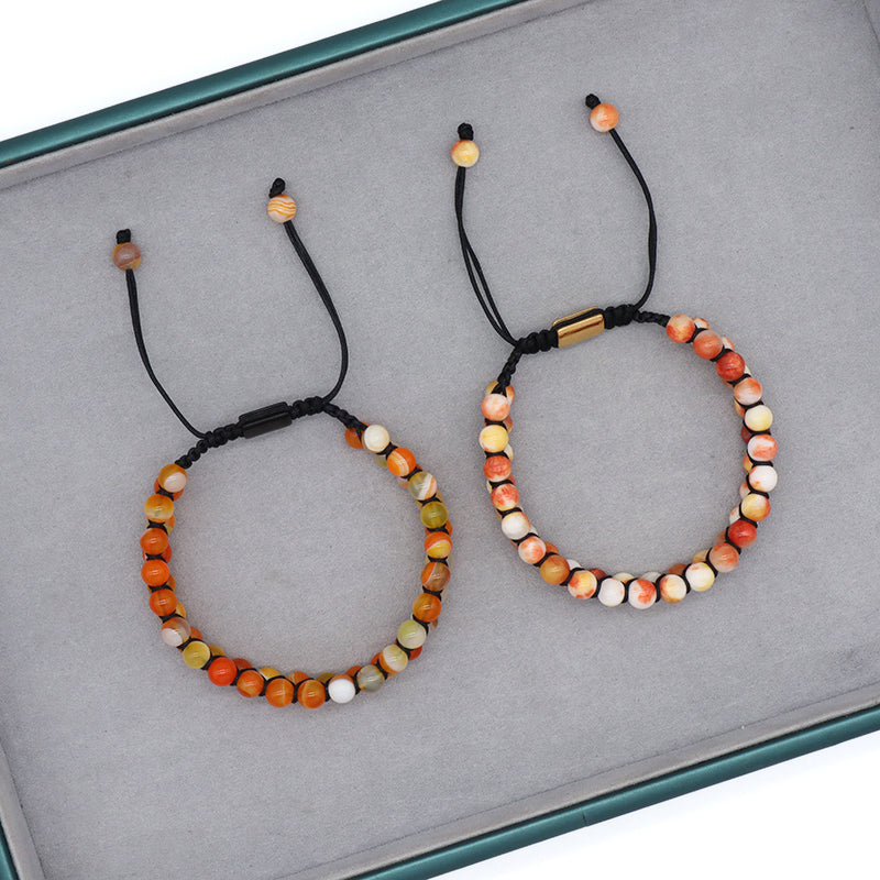 Hot Selling Natural 6mm Colorful Jade Beads Handmade Braided Woven Cord Custom Stainless Steel Logo Men Women Macrame Bracelet