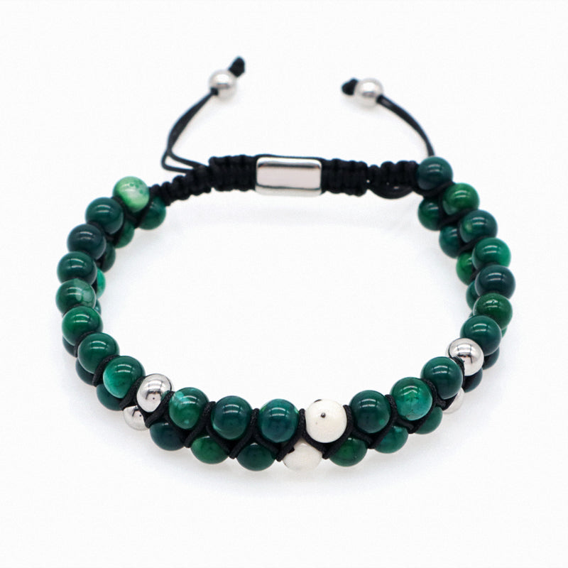New Fashion Micro CZ Pave Ball Men Women Jewelry 6mm Colorful Jade Beads Custom Stainless Steel Logo Macrame Adjustable Bracelet