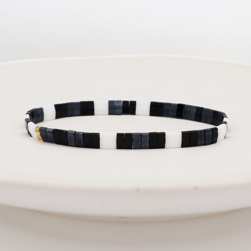 Wholesale Custom Colorful Miyuki Bracelet Jewelry Women Girl Gift Elastic Boho Flat Tila Tile Handmade Miyuki Seed Bead Bracelet