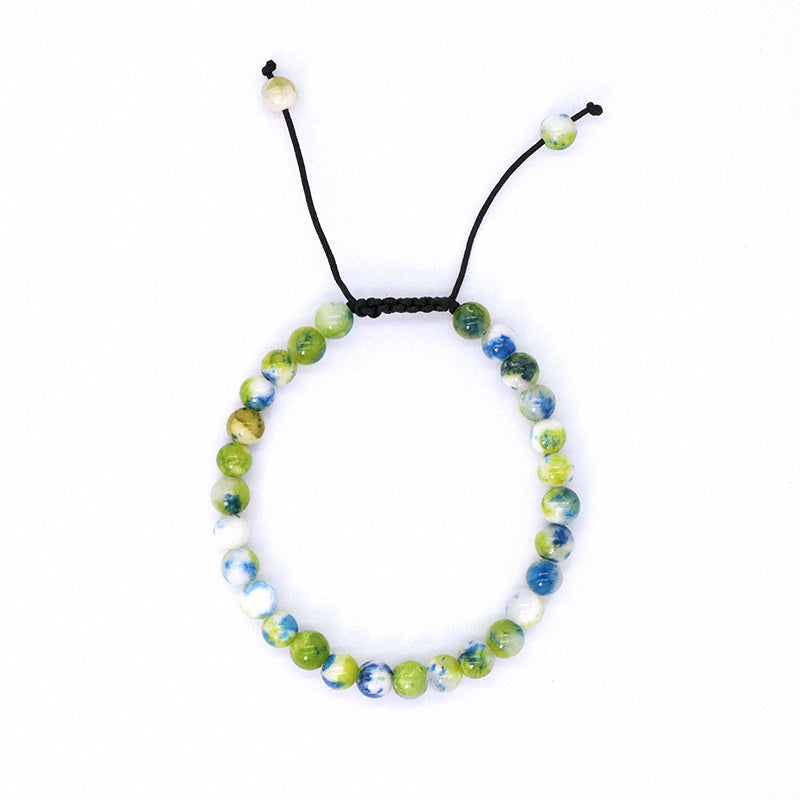 New Fashion Jewelry Custom Handmade Braided Woven Cord Natural 6mm Colorful Jade Beads Men Women Friendship Macrame Bracelet