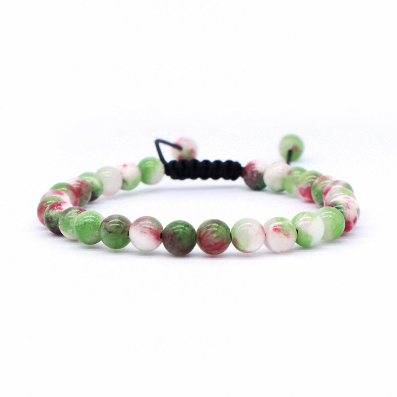 New Fashion Jewelry Custom Handmade Braided Woven Cord Natural 6mm Colorful Jade Beads Men Women Friendship Macrame Bracelet