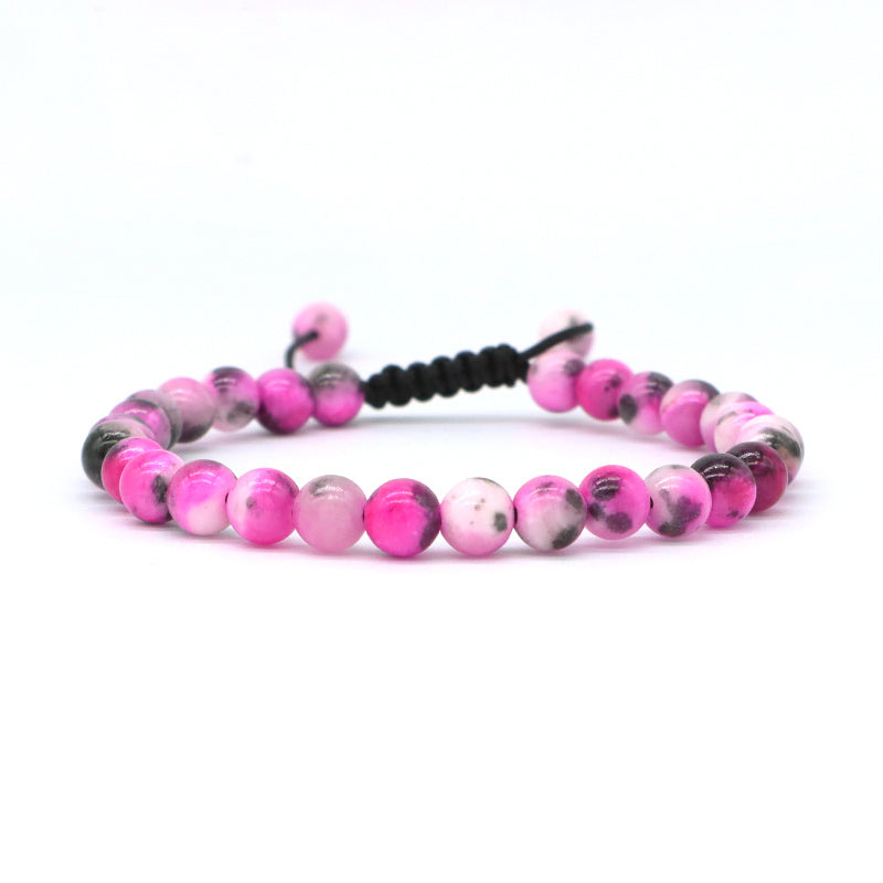 Friendship Customized Jewelry Various Handmade Braided Woven Cord 6mm Natural Colorful Jade Beads Men Women Macrame Bracelet