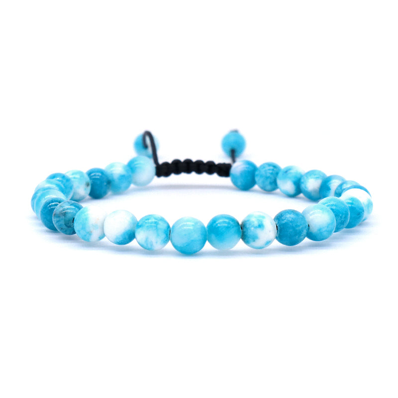 Custom Fashion Friendship Handmade Ajustable Woven Braided Cord Natural 6mm Colorful Jade Beads Macrame Bracelet For Men Women