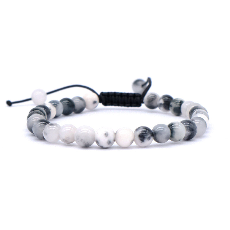 Custom Fashion Friendship Handmade Ajustable Woven Braided Cord Natural 6mm Colorful Jade Beads Macrame Bracelet For Men Women