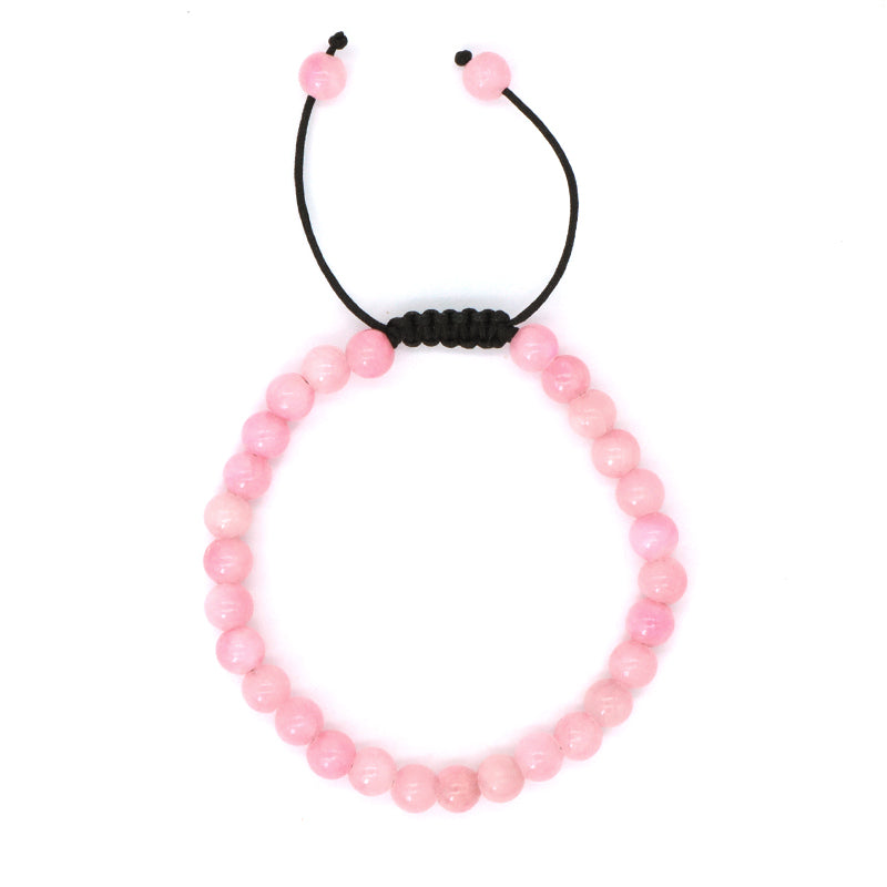 Good Quality Wholesale New Fashion Braided Cord Pink 6mm Natural Colorful Jade Beads Macrame Adjustable Bracelet For Women