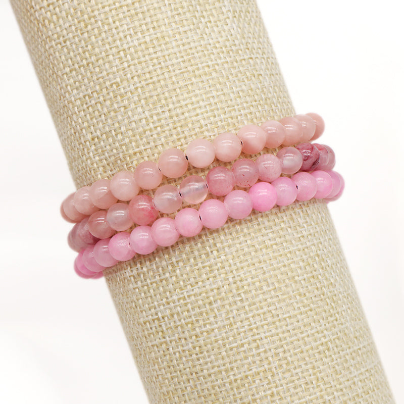 Good Quality Wholesale New Fashion Braided Cord Pink 6mm Natural Colorful Jade Beads Macrame Adjustable Bracelet For Women