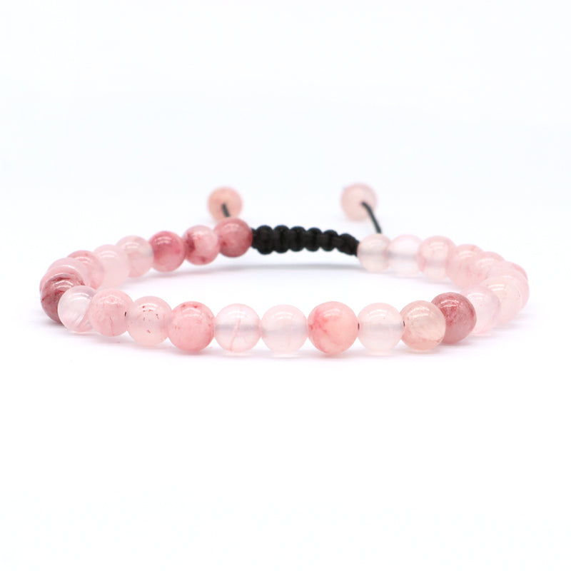 Good Quality Wholesale New Fashion Braided Cord Pink 6mm Natural Colorful Jade Beads Macrame Adjustable Bracelet For Women
