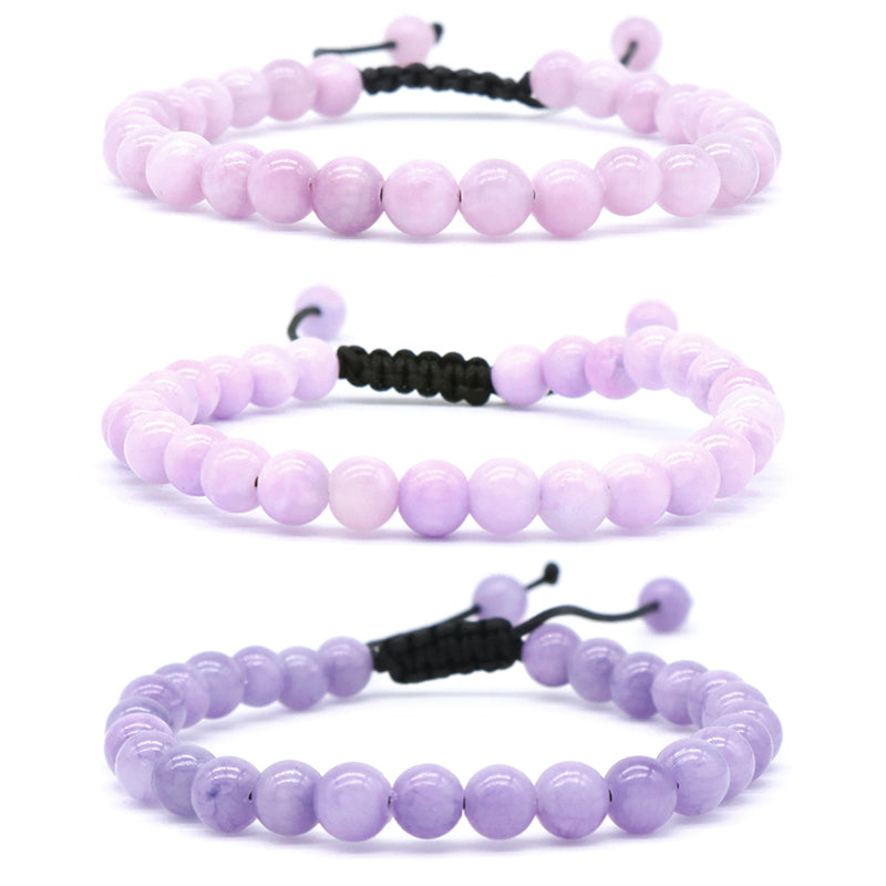 New Design Natural Stone Gemstone Purple Handmade 6mm Colorful Jade Beads Ajustable Woven Friendship Macrame Bracelet For Women