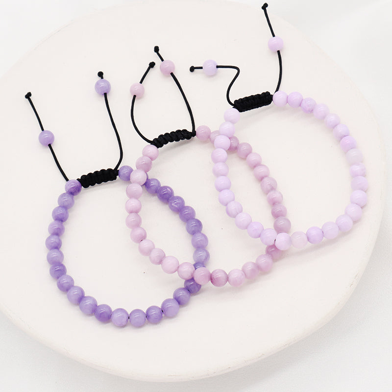 New Design Natural Stone Gemstone Purple Handmade 6mm Colorful Jade Beads Ajustable Woven Friendship Macrame Bracelet For Women