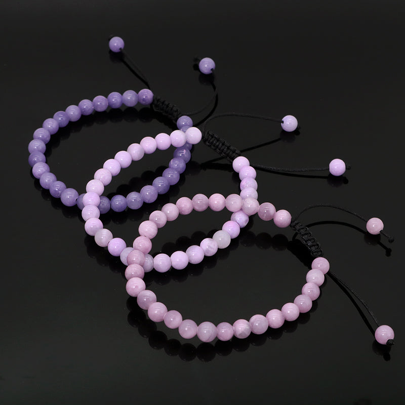 New Design Natural Stone Gemstone Purple Handmade 6mm Colorful Jade Beads Ajustable Woven Friendship Macrame Bracelet For Women
