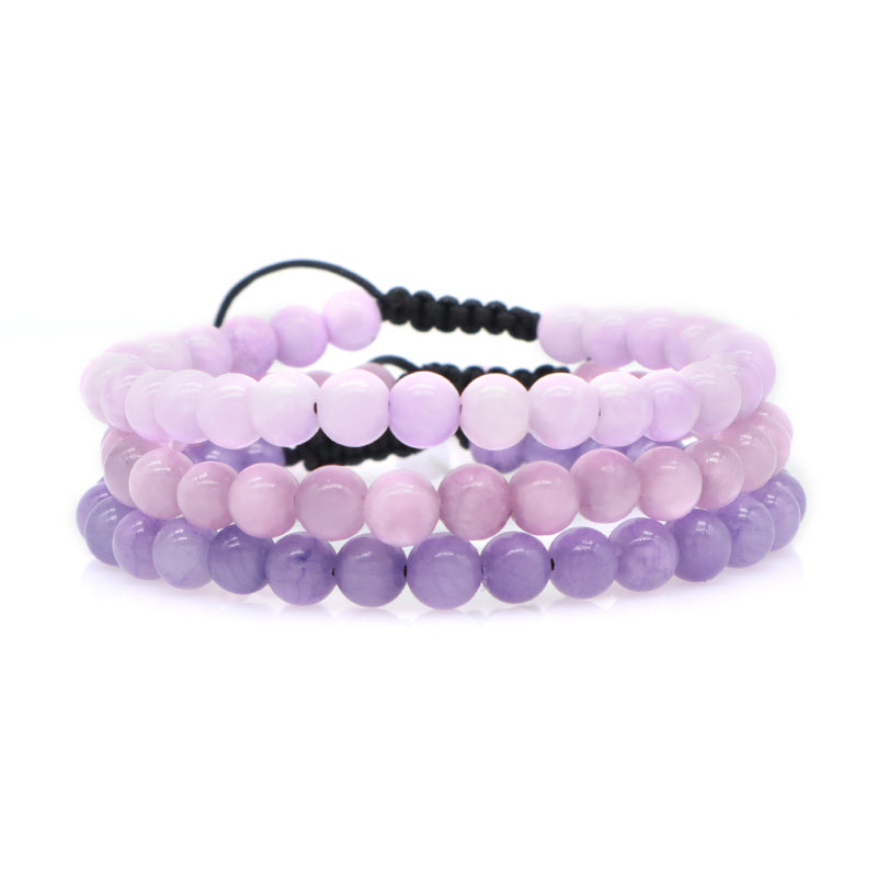 New Design Natural Stone Gemstone Purple Handmade 6mm Colorful Jade Beads Ajustable Woven Friendship Macrame Bracelet For Women