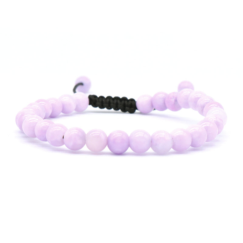 New Design Natural Stone Gemstone Purple Handmade 6mm Colorful Jade Beads Ajustable Woven Friendship Macrame Bracelet For Women