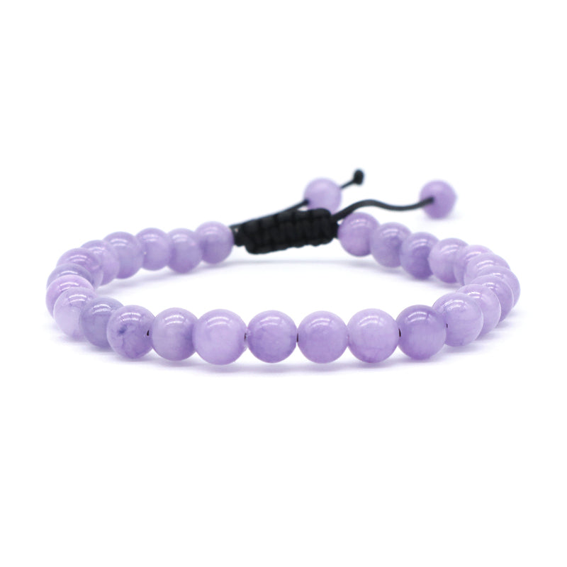 New Design Natural Stone Gemstone Purple Handmade 6mm Colorful Jade Beads Ajustable Woven Friendship Macrame Bracelet For Women