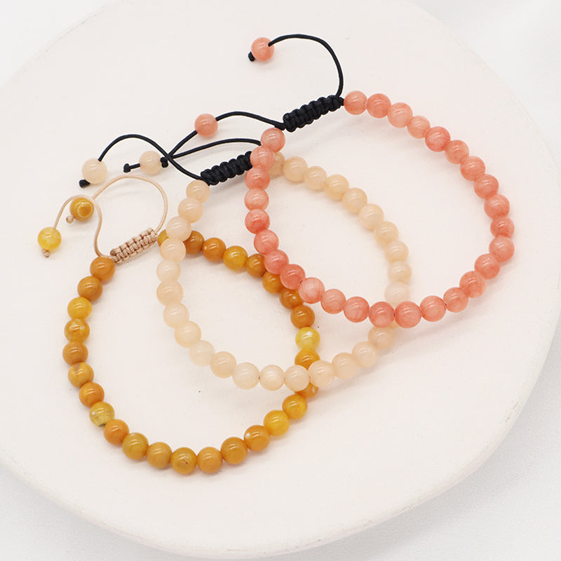 Pink Ladies Wholesale Customized New Fashion Braided Cord 6mm Natural Colorful Jade Beads Handmade Adjustable Macrame Bracelet